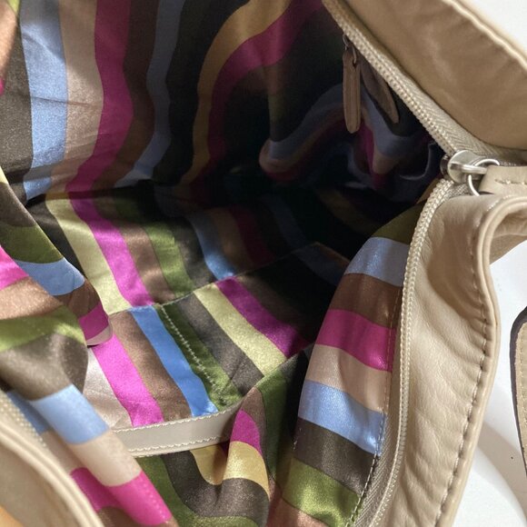 Womens Tignanello‎ Leather Hobo Tote Bag 14 x 14 x 2" 10" Handle Tan - Picture 12 of 13